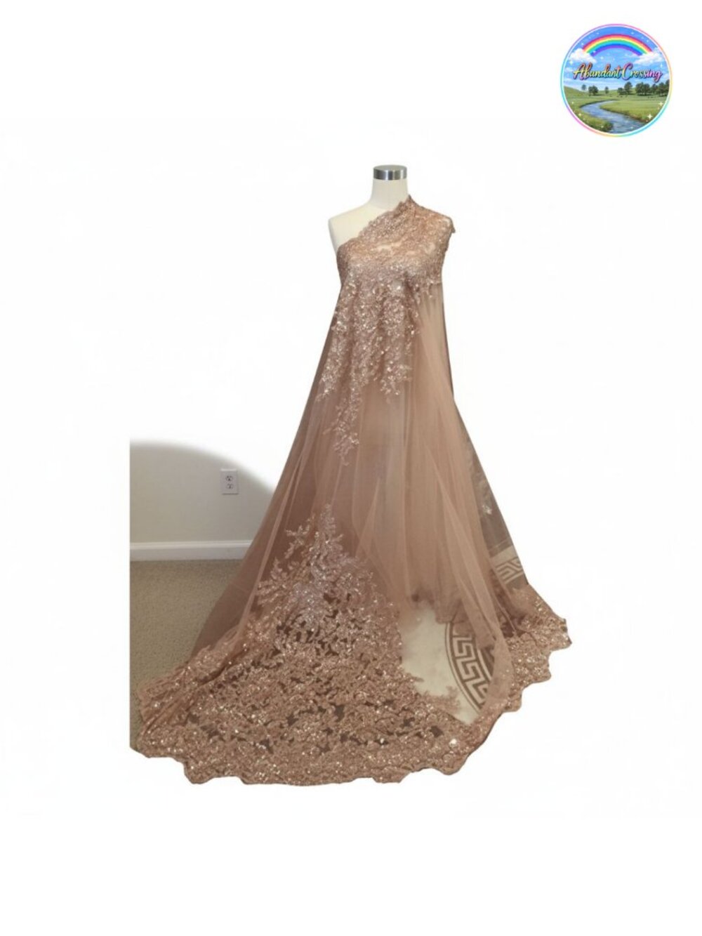 Cathedral Length Sequin Lace Wedding Bridal Veil 3M Tulle